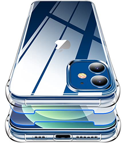 Garegce Hülle Kompatibel mit iPhone 12 Hülle und iPhone 12 Pro Hülle mit Panzerglas 2 Stück, Handyhülle Transparent Silikon Stoßfest für iPhone 12, für iPhone 12 Pro, 6.1 Zoll - Transparent von Garegce