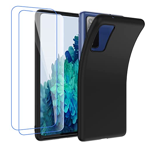 Garegce Hülle für Samsung S21[2×Displayschutzfolie],Ultra Dünne HandyHülle Samsung S21 Silikon,Weiche TPU Case Samsung S21 Flexibel Bumper - Schwarz von Garegce