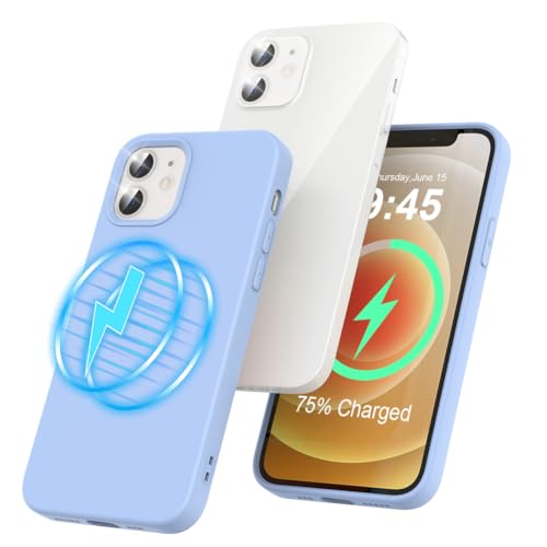 Garegce Hülle für iPhone 12/12 Pro Kompatibel mit MagSafe, Handyhülle Magnetisch [Stoßfest Kratzfeste], Liquid Silikon Weiche Schutzhülle TPU Case - 6,1 Zoll - Lavendelblau von Garegce