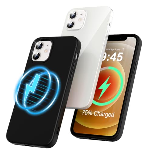 Garegce Hülle für iPhone 12/12 Pro Kompatibel mit MagSafe, Handyhülle Magnetisch [Stoßfest Kratzfeste], Liquid Silikon Weiche Schutzhülle TPU Case - 6,1 Zoll - Schwarze von Garegce