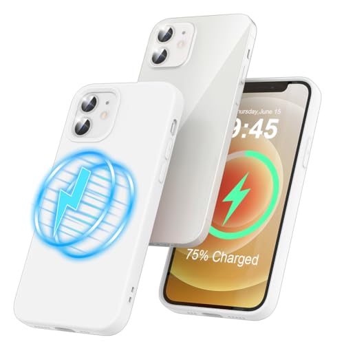 Garegce Hülle für iPhone 12/12 Pro Kompatibel mit MagSafe, Handyhülle Magnetisch [Stoßfest Kratzfeste], Liquid Silikon Weiche Schutzhülle TPU Case - 6,1 Zoll - Weiß von Garegce