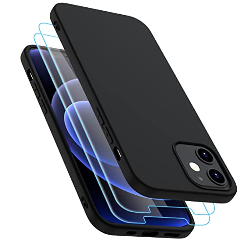 Garegce Hülle für iPhone 12/iPhone 12 Pro[2×Displayschutzfolie],Ultra Dünne HandyHülle iPhone 12/iPhone 12 Pro Silikon,Weiche TPU Case SchutzHülle iPhone 12/iPhone 12 Pro Flexibel Bumper - Schwarz von Garegce