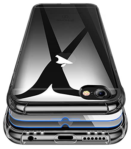 Garegce Hülle für iPhone 6/6s[2×Displayschutzfolie],Transparent Ultra Dünne HandyHülle iPhone 6/6s Silikon,Weiche TPU Case Flexibel Bumper - Schwarz von Garegce