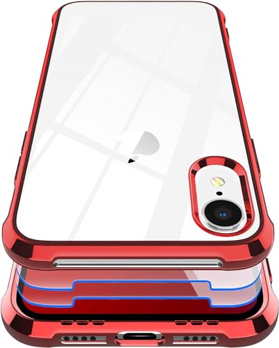 Garegce Hülle für iPhone XR, [2 × Displayschutzfolie] Transparent Stoßfest Durchsichtige HandyHülle TPU SchutzHülle,weich Silikon Flexibel Kratzfest Bumper case - Rouge von Garegce