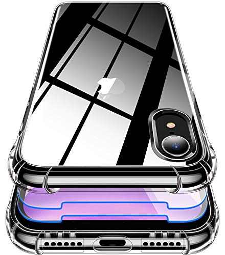 Garegce Hülle für iPhone XR,[2×Displayschutzfolie] Transparent HandyHülle für iPhone XR Silikon,Weiche TPU Case Flexibel Bumper - Schwarz von Garegce