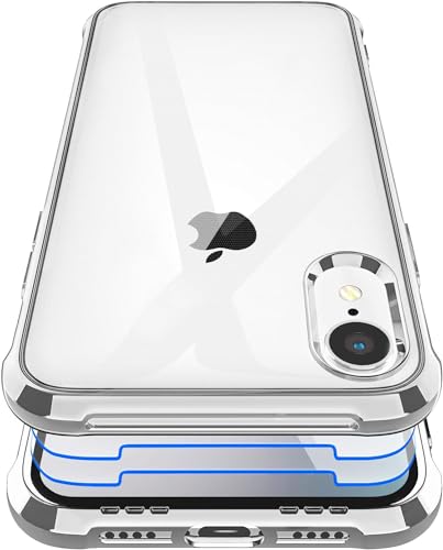 Garegce Hülle für iPhone XR,[2×Displayschutzfolie] Transparent Stoßfest Durchsichtige HandyHülle TPU SchutzHülle,weich Silikon Flexibel Kratzfest Bumper case - Silber von Garegce