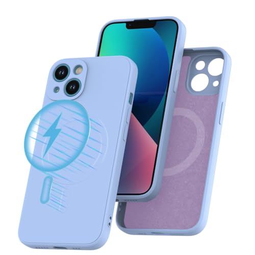 Garegce Magnetisch Hülle für iPhone 13, kompatibel mit MagSafe, Stoßfest Kratzfest Ultradünn Slim Silikon TPU Case Kameraschutz Kratzfeste Schutzhülle Handyhülle für iPhone 13-6,1 Zoll, Blau von Garegce