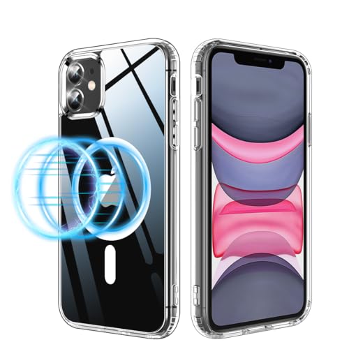 Garegce für iPhone 11 Hülle Kompatibel mit MagSafe, Durchsichtig Rückseite Ultra Dünn Magnetisch Handyhülle iPhone 11 Case Stoßfest Kratzfest Schutzhülle - 6,1 Zoll - Transparent von Garegce