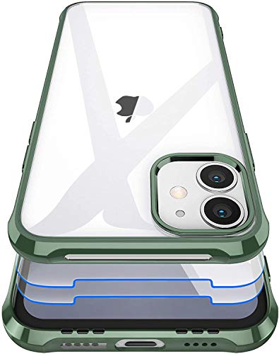 Garegce für iPhone 11 Hülle und Panzerglas 2 Stück, Handyhülle iPhone 11 Transparent Silikon Stoßfest Bumper Schutzhülle, Kratzfest Weiche Case für iPhone 11-6.1 Zoll - Grün von Garegce