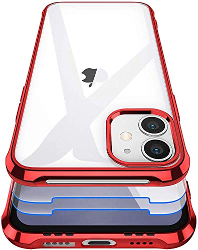 Garegce für iPhone 11 Hülle und Panzerglas 2 Stück, Handyhülle iPhone 11 Transparent Silikon Stoßfest Bumper Schutzhülle, Kratzfest Weiche Case für iPhone 11-6.1 Zoll - Rot von Garegce