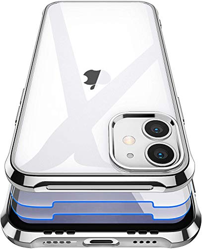 Garegce für iPhone 11 Hülle und Panzerglas 2 Stück, Handyhülle iPhone 11 Transparent Silikon Stoßfest Bumper Schutzhülle, Kratzfest Weiche Case für iPhone 11-6.1 Zoll - Silber von Garegce