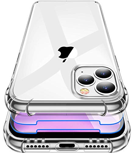 Garegce für iPhone 11 Pro Hülle Transparent und Panzerglas 2 Stück, Handyhülle iPhone 11 Pro Stoßfest Silikon Bumper TPU Schutzhülle Kratzfest Case Cover für iPhone 11 Pro - 5.8 Zoll - Klar von Garegce