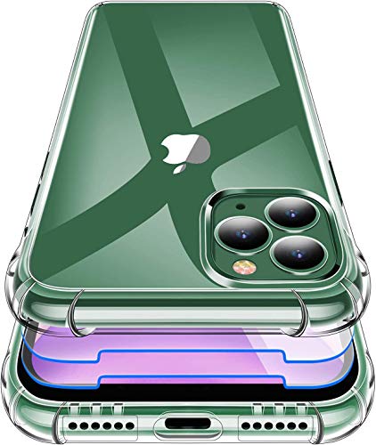 Garegce für iPhone 11 Pro Max Hülle und Panzerglas 2 Stück, Handyhülle iPhone 11 Pro Max Transparent Silikon Bumper TPU Schutzhülle, Kratzfest Weiche Case für iPhone 11 Pro Max - 6.5 Zoll - Klar von Garegce