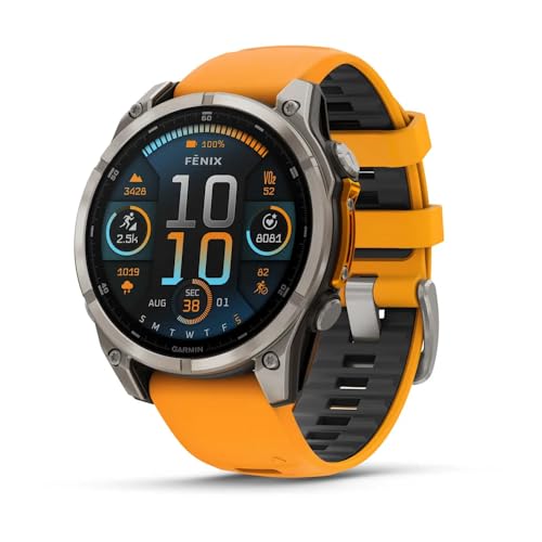GARMIN Amoled Smartwatch Fenix 8-47 mm | Bis zu 29 Tage Akkulaufzeit | Die ultimative Smartwatch mit integrierter LED-Taschenlampe, Gesundheitsüberwachung von Garmin