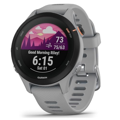 Garmin Forerunner® 255S, kleinere GPS-Smartwatch, fortschrittliche Einblicke, langlebiger Akku, pudergrau, 41 mm von Garmin