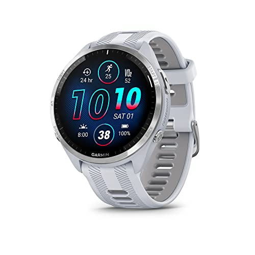 Garmin Forerunner® 965 Smartwatch zum Laufen, mit farbigem AMOLED-Display, Trainings- und Erholungsmessungen, Whitestone und Powder Gray von Garmin