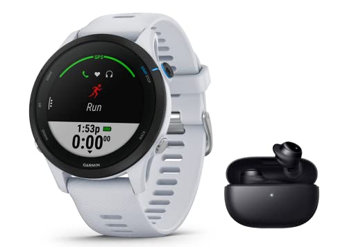 Garmin Forerunner 255 Music - 010-02641-31-46 mm Gehäuse - Multi-GPS Laufuhr/Smartwatch - mit Musikfunktion - steinweiß/schwarz - inkl. Bluetooth Headset von Garmin