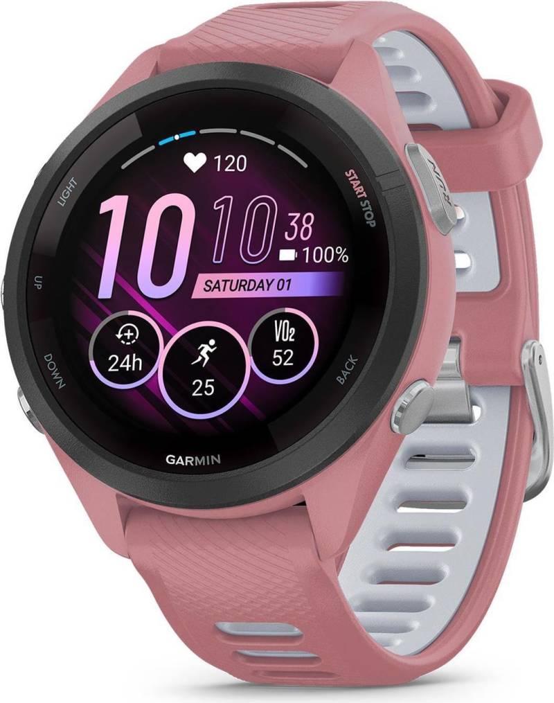 Garmin Forerunner 265S - 42 mm - Light Pink - intelligente Uhr mit Band - Silikon - Light Pink/Powder Gray - Handgelenkgröße: 115-178 mm - Anzeige 2,81 cm (1.1) - 8GB - Bluetooth, Wi-Fi, ANT+ - 39 g (010-02810-15) von Garmin