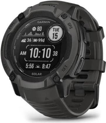 Garmin Instinct 2X Solar - 50 mm - faserverstärktes Polymer - intelligente Uhr mit Band - Handgelenkgröße: 145-228 mm - einfarbig - 64MB - Bluetooth, ANT+ - 67 g - Graphite (010-02805-00) von Garmin