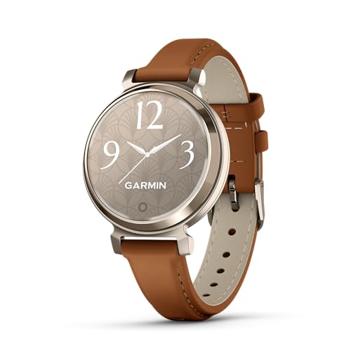 Garmin Lily 2 Smartwatch, klein, elegant, verstecktes Display, gemustertes Objektiv, Akkulaufzeit bis zu 5 Tagen, Hellbraun von Garmin