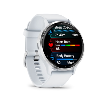 Garmin Venu® 3 Steinweiss/Silber mit Schnellwechsel-Silikon-Armband von Garmin