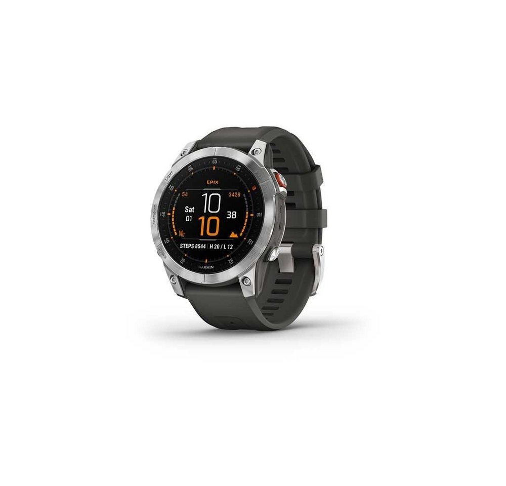 Garmin epix (Gen 2) Schiefergrau/Silber, 47mm, mit QuickFit®-Silikon-Armband Smartwatch von Garmin