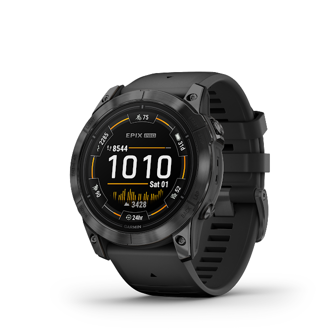 Garmin epix Pro - Standard Edition - 51 mm - slate gray fiber-reinforced polymer - intelligente Uhr mit Band - Silikon - schwarz - Handgelenkgröße: 127-210 mm - Anzeige 3,556 cm (1.4) - 32GB - Bluetooth, Wi-Fi, ANT+ - 98 g (010-02804-21) von Garmin