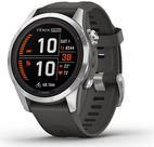 Garmin fenix 7S Pro - Solar Edition - 42 mm - faserverstärktes Polymer - intelligente Uhr mit Band - Silikon - Graphit - Handgelenkgröße: 108-182 mm - Anzeige 3,04 cm (1.2) - 32GB - Bluetooth, Wi-Fi, ANT+ - 63 g - Silber (010-02776-01) von Garmin