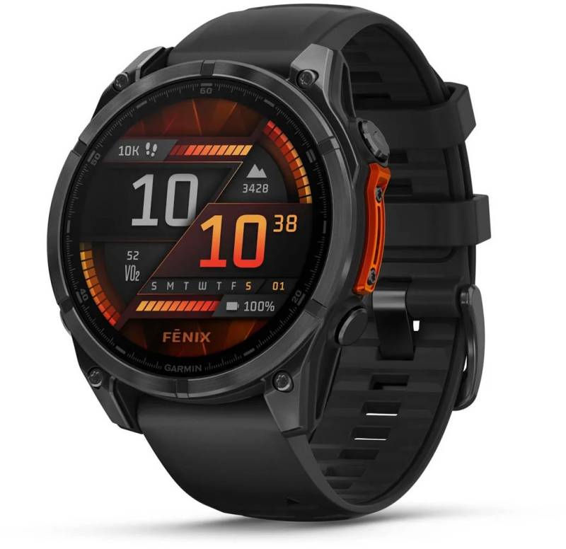 fenix 8 (47mm) Smartwatch mit QuickFit-Silikon-Armband (22mm) schwarz/schiefergrau von Garmin