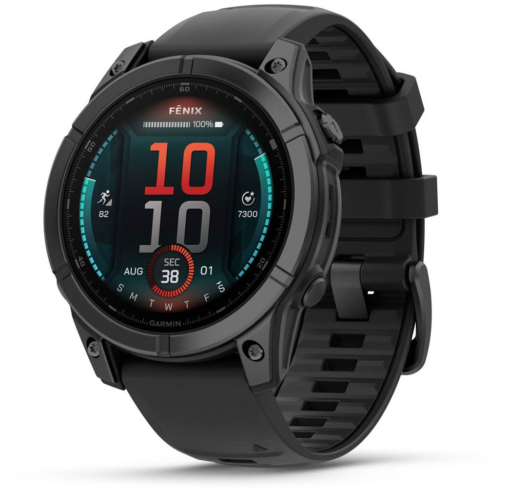 fenix E (47mm) Smartwatch mit QuickFit-Silikon-Armband (22mm) schwarz/schiefergrau von Garmin