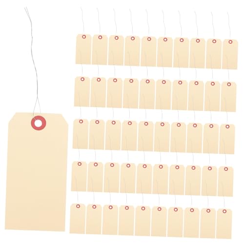 Garneck 10 Sätze Schild Versandschilds Manila-tags Manila-anhänger Mit Draht Verdrahtet Leere Tags Stichworte Verpackungsetiketten Verkabelter Manila-tag Eisendraht 100 Stück * 10 von Garneck