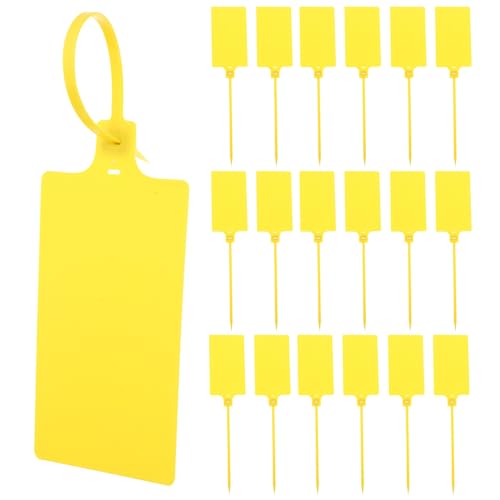 Garneck 100 Stück Logistik -Tag Kabeletiketten Schlüsselanhänger mit Etiketten Kabelanhänger Etiketten für Kabel Versand leere Tag-Verzierung Plastiketiketten pp Yellow von Garneck