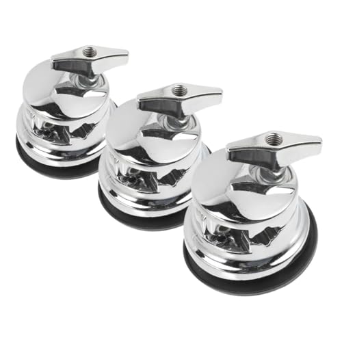 Garneck 3 Stück Trommelbeinbasis Trommelständer Und Hardware Halterung Für Trommelbeine Teile Für Trommelständer Drum-pad-ständer Splash-beckenhalterung Tom-halterung Zinklegierung Silber von Garneck