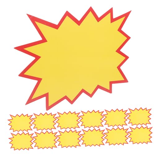 Garneck 50 Stück löschbares Etikett aufkleber Hofverkaufsschilder Stern-Burst-Schilderpapier Verkaufsanhänger für den Einzelhandel Flohmarktschilder Flohmarkt-Set Yellow von Garneck