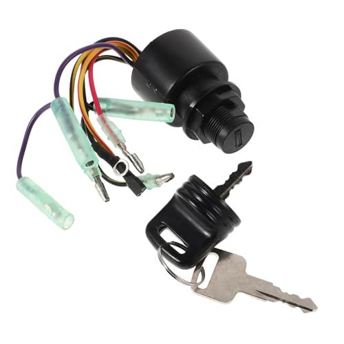Garneck Schiffszündschalter Zündstartschalter Außenborder Zündschalter Motorboot Sicherheitsschalter Starter Zündschlüsselschalter Elektroroller Schlüsselstartschalter Polyester von Garneck
