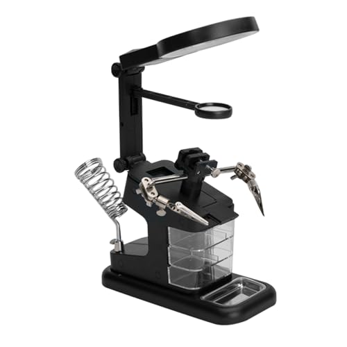 Garneck USB-Schweißklemme Leiterplattenhalter LED-Schreibtischlampe mit Klemme Lampenlampe beleuchtete Lupe Helfende Hände Lötstation Lötlupe Linse aus Acryl Black von Garneck
