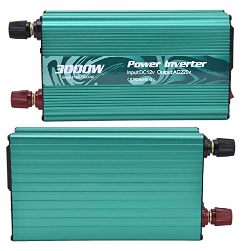 3000W Inverter Safe Modifizierte Zeichenfolgewelle Intelligenter Smart Power Converter Aluminiumlegierung für Home Car RV Kühlschrank Induktionsherd DC12V Bis AC220V(Grün) von Garosa