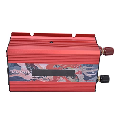 Garosa 3000 W Reiner Sinus-Wechselrichter DC 12 V auf AC 220 V Multifunktionaler Batteriekonverter für Zuhause, Wohnmobil, LKW(rot) von Garosa