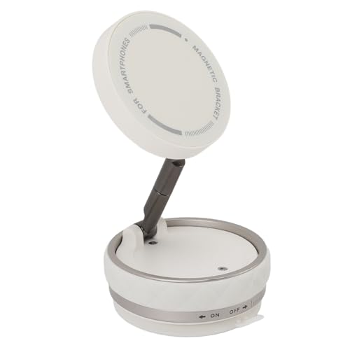 Garosa Magnetische Vakuum-Autotelefonhalterung, 360-Grad-Drehung, Faltbare Saugnapfhalterung für Auto, Desktop, Zinklegierung (White) von Garosa