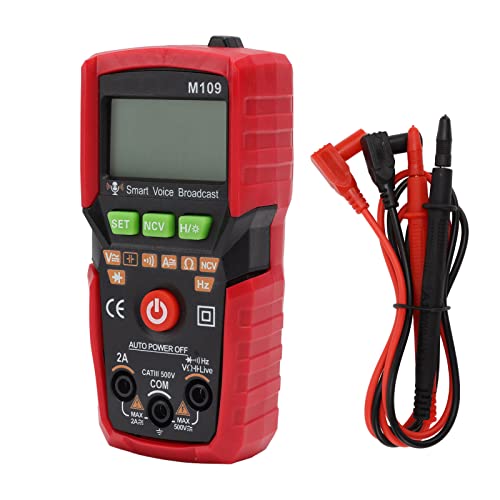 NCV Digital Multimeter, 4000 Count Voice Broadcast Taschenlampe Backlit Test Pen, ABS - -Elektro -Tester -Multitester -Messwerkzeug mit Diode (Rot) von Garosa