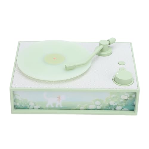 Retro -Lautsprecher, Vintage -Plattenspieler mit Umgebungslicht, Aromatherapie Lautsprecher, Geeignet für Musikliebhaber, ABS Material, Subwoofer Design für Verbesserte Musikerlebnisse (Green) von Garosa