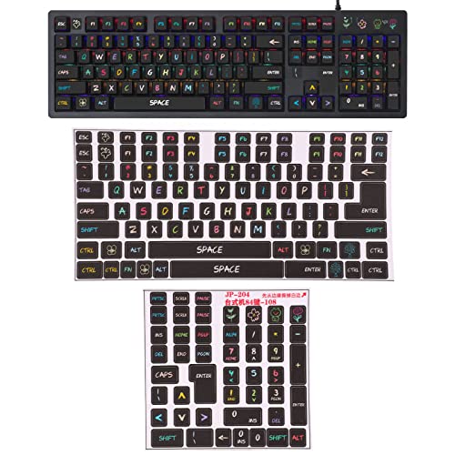 2 Stück Tastaturaufkleber, PVC-Computertastaturaufkleber, Mechanische Tastaturaufkleber, Mattierte Oberflächen, verschleiß- und Kratzfest, für Tastaturen mit 84–108 Tasten von Garsent