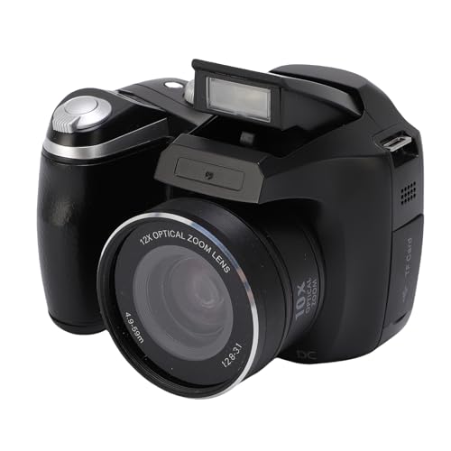 4K 60m DSLR -Kamera, Retro -Digitalkamera mit LED -Blitz, 2,88in Ultra HD -LCD -Bildschirm, CMOS, 12x Optisch, 6X Digitaler Zoom, Kompaktkameras für Fotografie und Video (Black) von Garsent