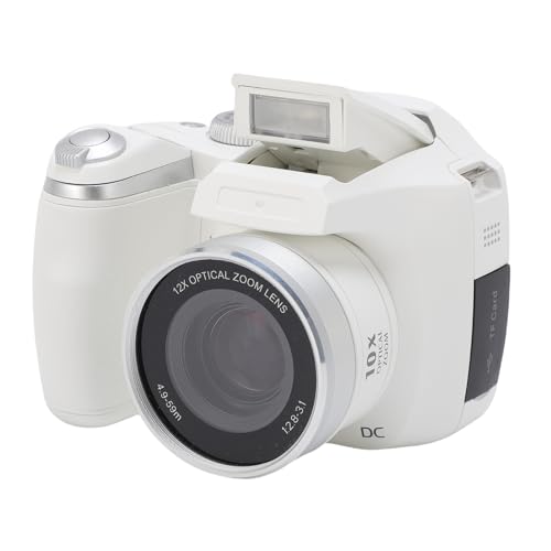 4K 60m DSLR -Kamera, Retro -Digitalkamera mit LED -Blitz, 2,88in Ultra HD -LCD -Bildschirm, CMOS, 12x Optisch, 6X Digitaler Zoom, Kompaktkameras für Fotografie und Video (White) von Garsent