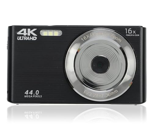 4K-Digitalkamera, 16-facher Digitalzoom, 44-Megapixel-Vlog-Kamera, 2,8-Zoll-Bildschirm, Integriertes Fülllicht, Unterstützung für USB-Datenübertragung, Anti-Shake (Schwarz LR063682) von Garsent