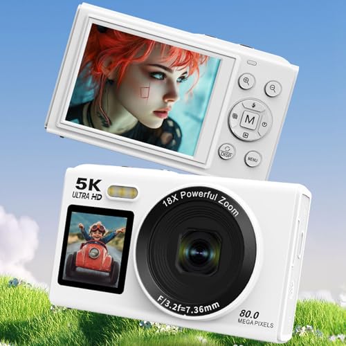 5K Digitalkamera, 80 MP Dual Screens Kamera, Tragbare Kleine Punkte und Schießen von Digitalkameras mit 18 -facher Zoom- und 32 -GB -SD -Karte, 1200 -mAh -Akku für Kinder 5K Digitalkamera, 80 MP Dual Screens Kamera, Tragbare Kleine Punkte und Schießen von Digitalkameras mit 18 -facher Zoom- und 32 -GB -SD -Karte, 1200 -mAh -Akku für Kinder von Garsent