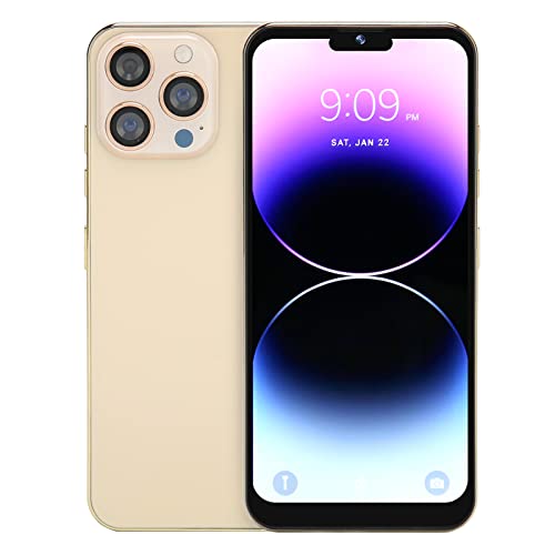 6,6-Zoll-Smartphones ohne Sperre, I14promax 3G-Mobiltelefon, 2280 X 3200 HD-Auflösung, 4 GB RAM 64 GB ROM, 24 MP + 32 MP-Kamera, 5000 MAh, 5 G WiFi, Face ID, BT, GPS (EU) (Gold) von Garsent