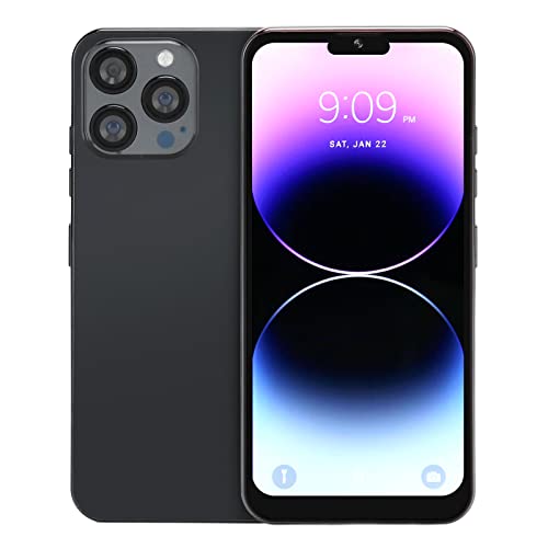 6,6-Zoll-Smartphones ohne Sperre, I14promax 3G-Mobiltelefon, 2280 X 3200 HD-Auflösung, 4 GB RAM 64 GB ROM, 24 MP + 32 MP-Kamera, 5000 MAh, 5 G WiFi, Face ID, BT, GPS (EU) (Schwarz) von Garsent