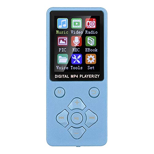 8 GB tragbarer MP3-Player, 1,8 Zoll Bluetooth 4.2 Radio Digital Audio MP4-Musik-Player mit Sprachaufzeichnung, Kopfhörer, Unterstützung von bis zu 32 GB, Kreuztasten(Blau) von Garsent