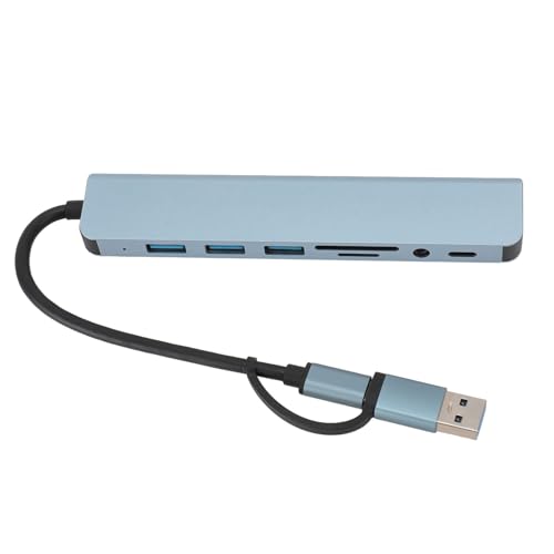 8-in-1-USB-Typ-C-Hub, Hochgeschwindigkeits-Multiport-Adapter aus Aluminiumlegierung mit 4 USB-Anschlüssen, 1 Typ-C-Anschluss, 1 3,5-mm-Soundanschluss, 1 Speicherkartensteckplatz, von Garsent